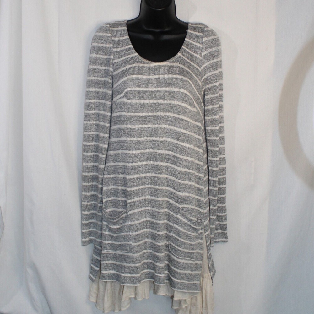 Altar'd State Layered look striped sweater dress langenlook grey size Med